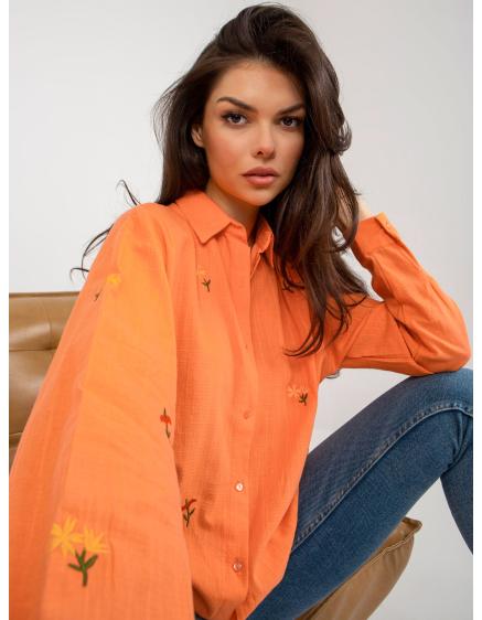 Dámské tričko s límečkem oversize TICHA oranžové