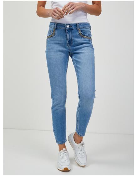Světle modré zkrácené skinny fit džíny