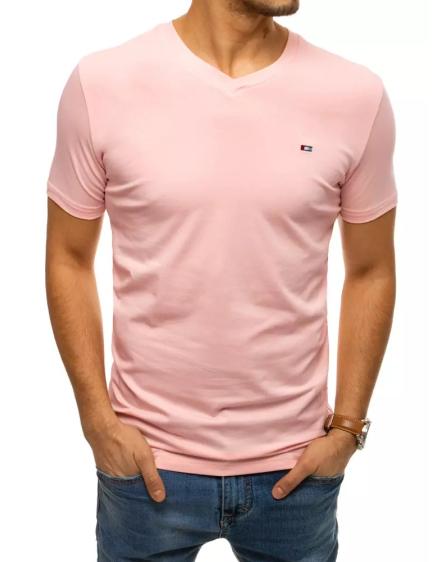 Pánské tričko bez potisku růžové BASIC