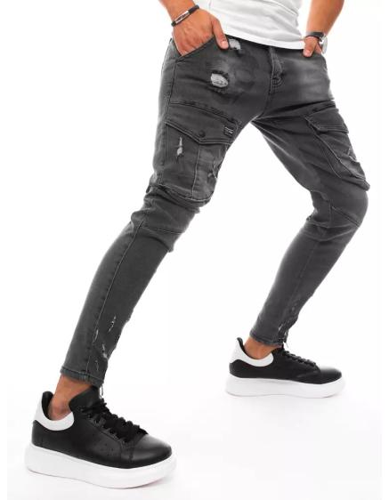 Pánské jeans kalhoty s kapsami šedé