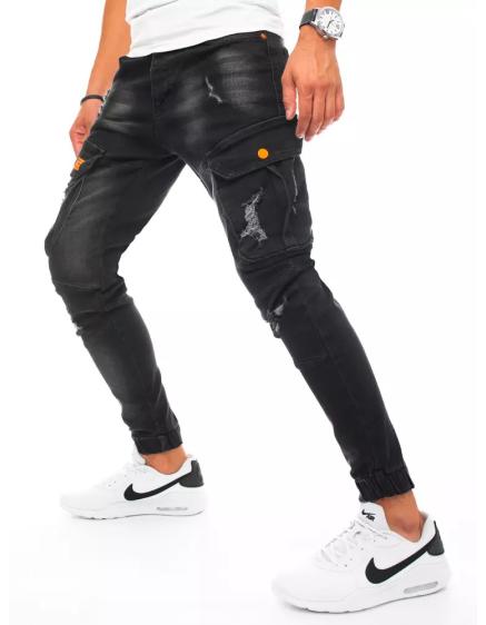 Pánské riflové jogger kalhoty tmavě šedé DENIM