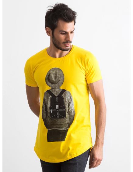 Žluté pánské tričko s potiskem