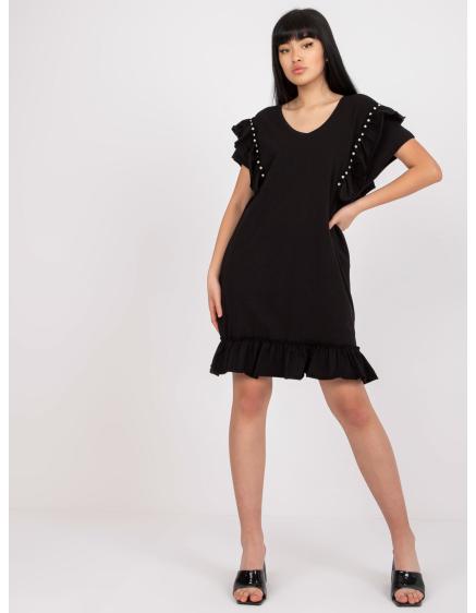 Dámské šaty s volánem bavlněné CARINE černé