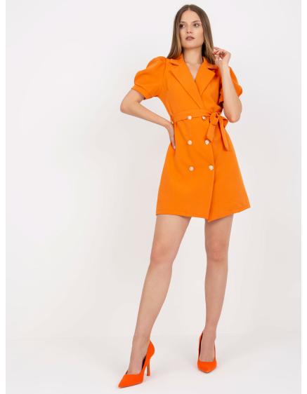 Dámské šaty s páskem koktejlové ONREA oranžové