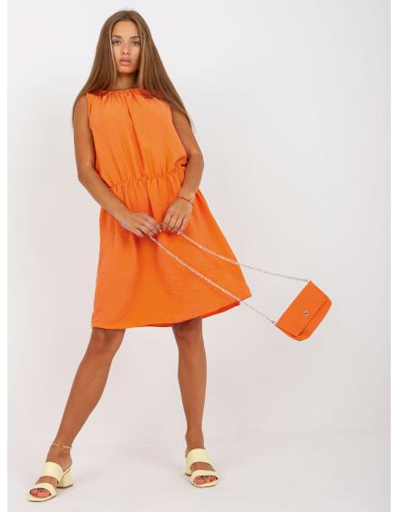 Dámské šaty s gumou ve výstřihu PINA oranžové