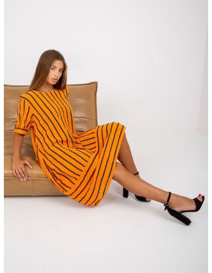 Dámské šaty pruhované midi oversize LAMONT oranžové