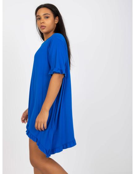 Dámské šaty s volánem mini plus size MANFRED tmavě modré