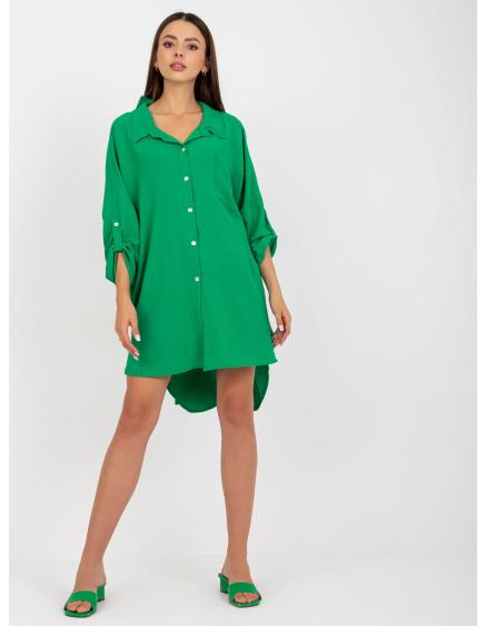 Dámské šaty s límečkem ELARIA zelené