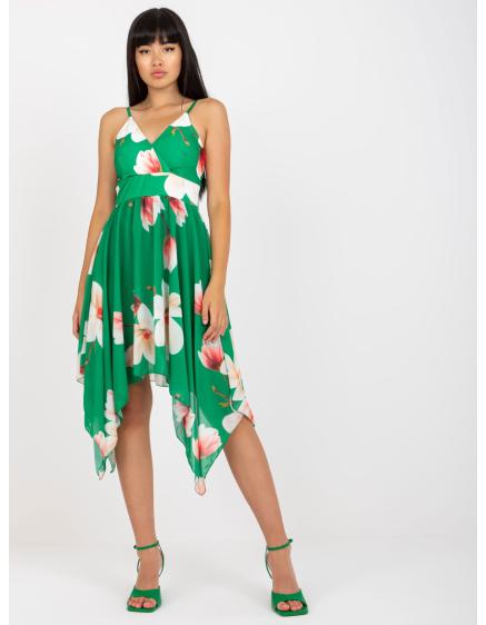 Dámské šaty bez ramínek květinové VELA zelené