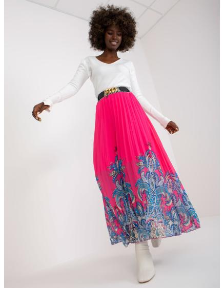Dámské sukně s potiskem plisovaná maxi KELLY růžová