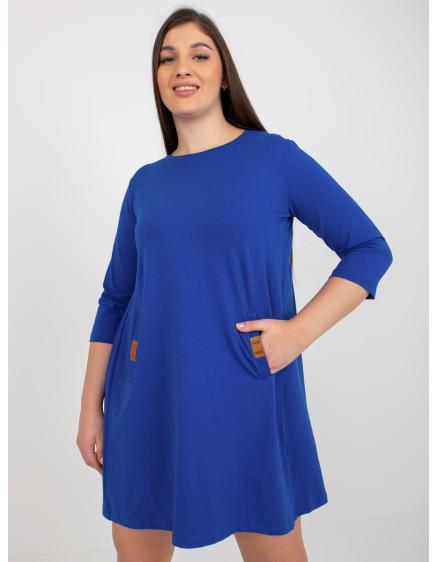Dámské šaty s kapsami mini plus size DALENNE kobaltové
